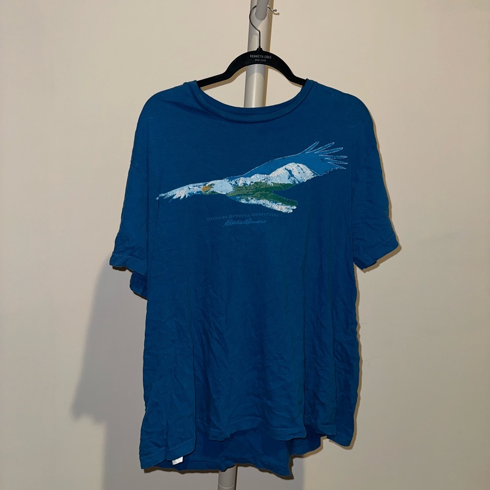 Blue Graphic T-Shirt with Eagle Design